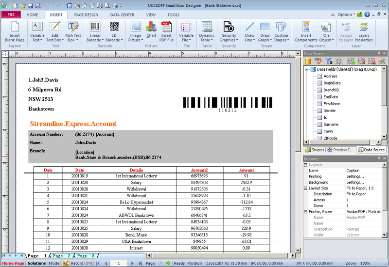 Screenshot of SmartVizor Bill Statement Batch Printing Software