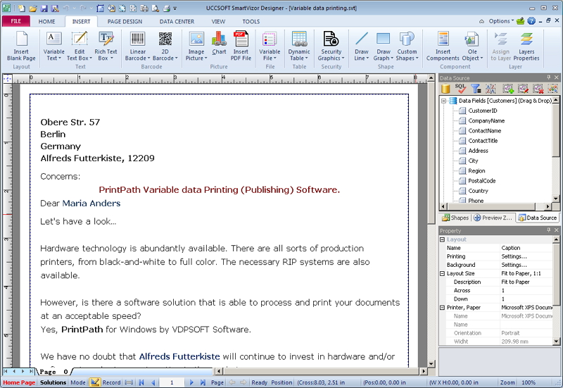 SmartVizor Variable Text Batch Printing Software screenshot